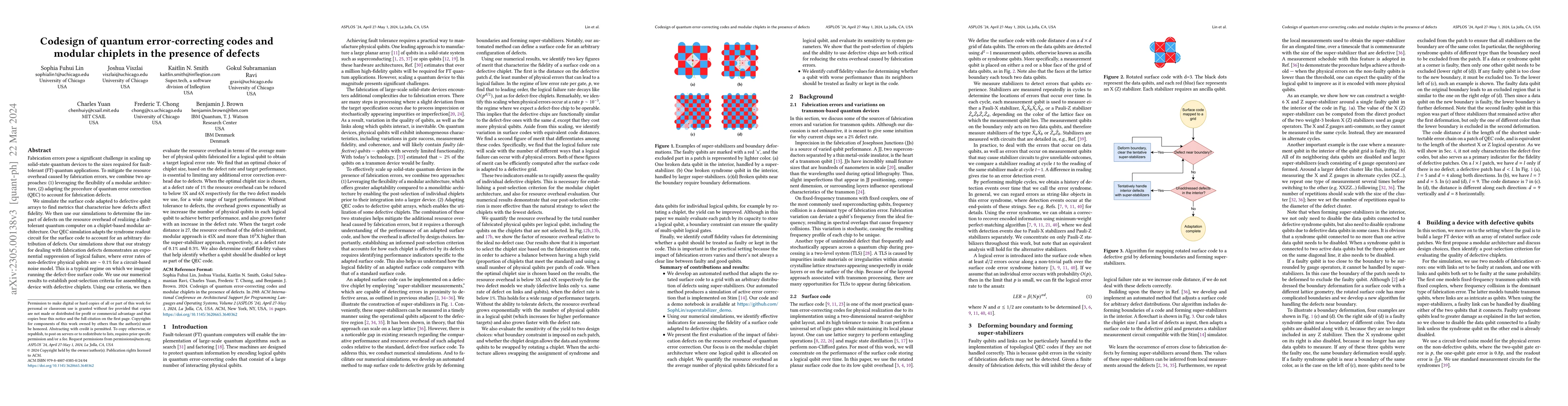 Thumbnail for Codesign of quantum error-correcting codes and modular chiplets in the
  presence of defects