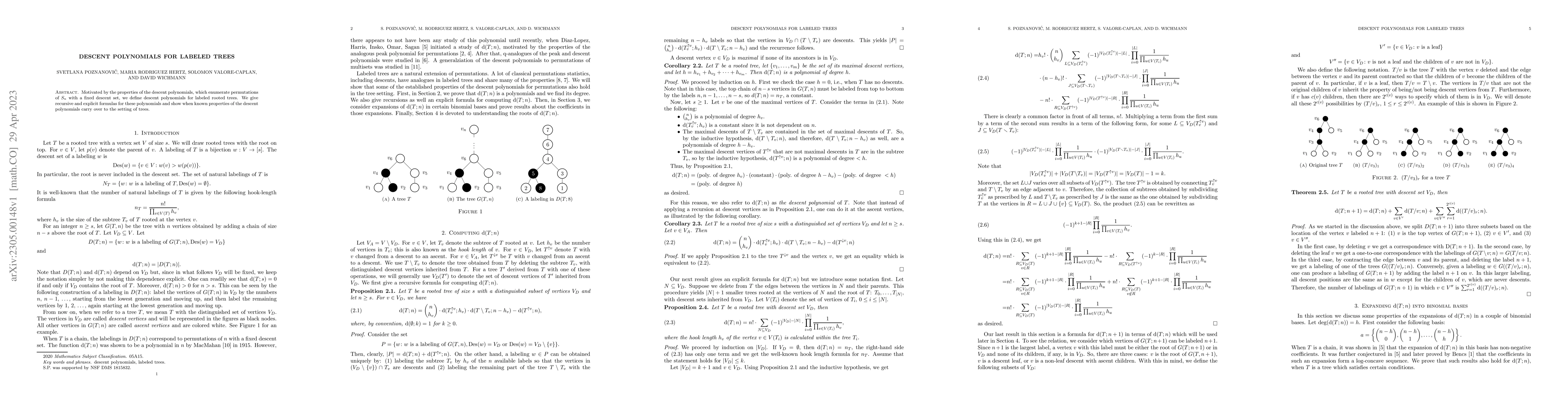 Thumbnail for Descent polynomials for labeled tree