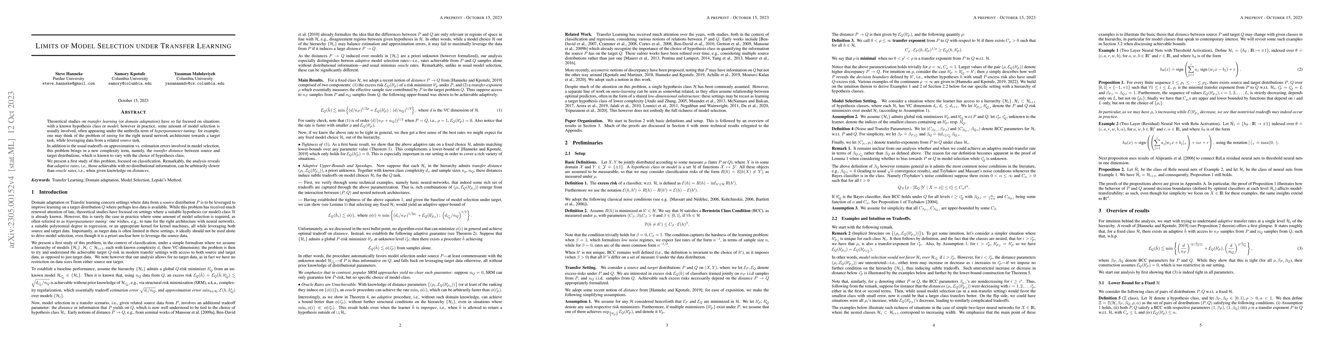 Thumbnail for Limits of Model Selection under Transfer Learning