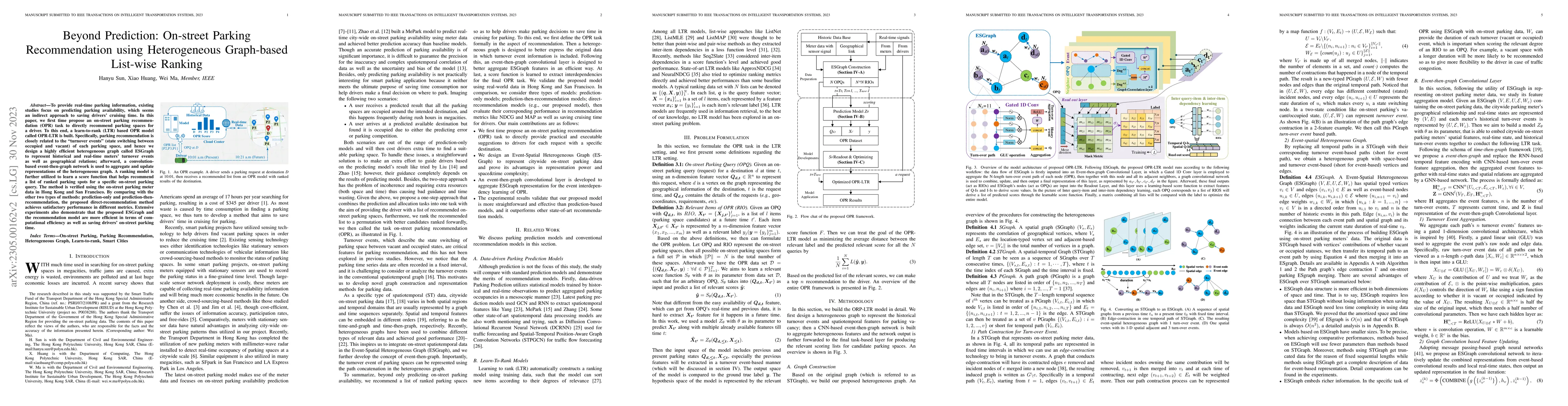Thumbnail for Beyond Prediction: On-street Parking Recommendation using Heterogeneous
  Graph-based List-wise Ranking