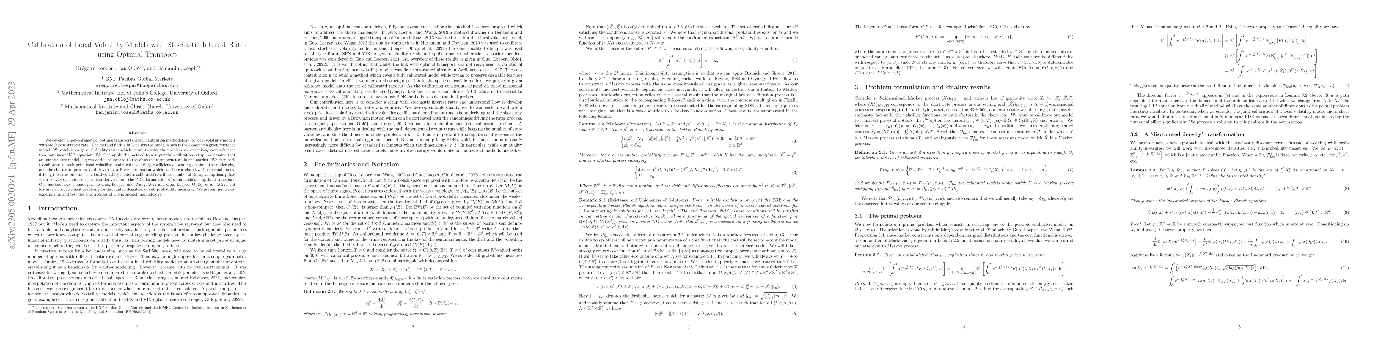 Thumbnail for Calibration of Local Volatility Models with Stochastic Interest Rates
  using Optimal Transport