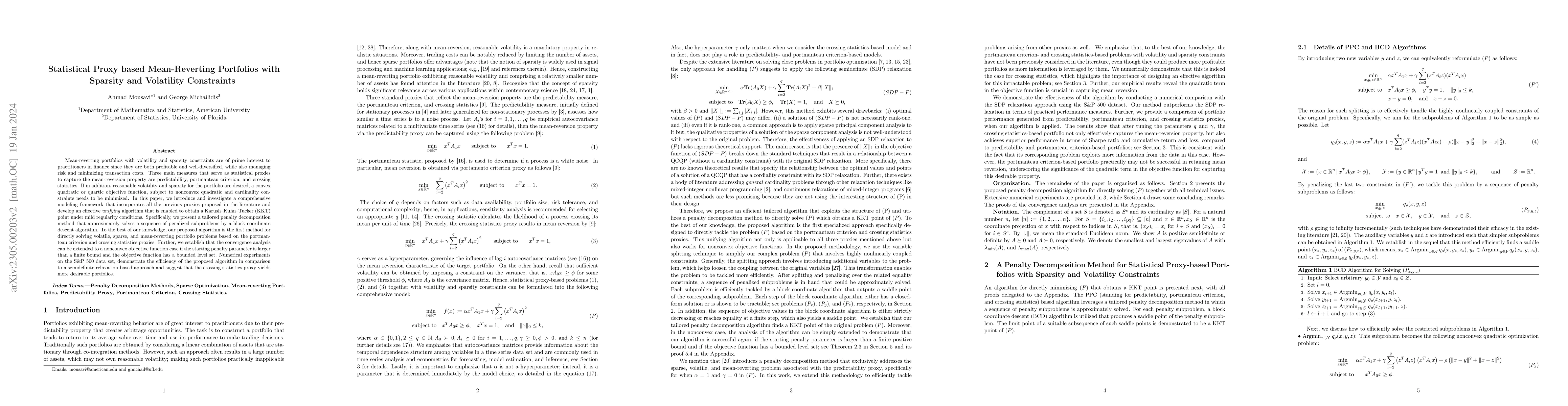 Thumbnail for Statistical Proxy based Mean-Reverting Portfolios with Sparsity and
  Volatility Constraints