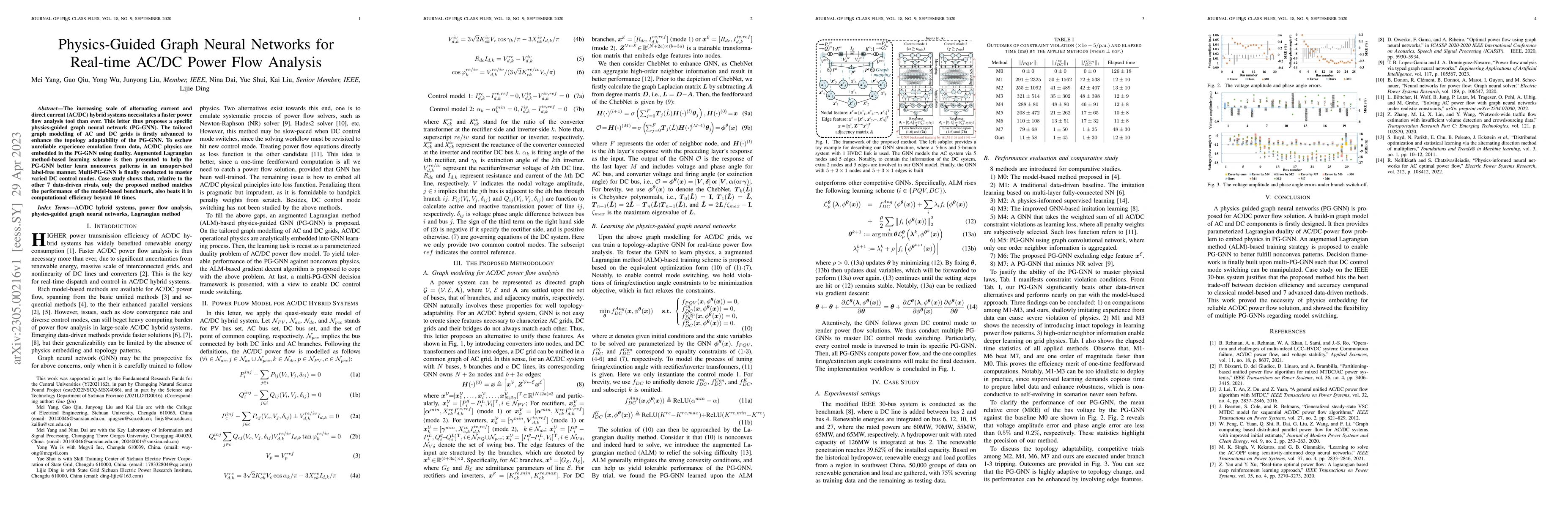 Thumbnail for Physics-Guided Graph Neural Networks for Real-time AC/DC Power Flow
  Analysis