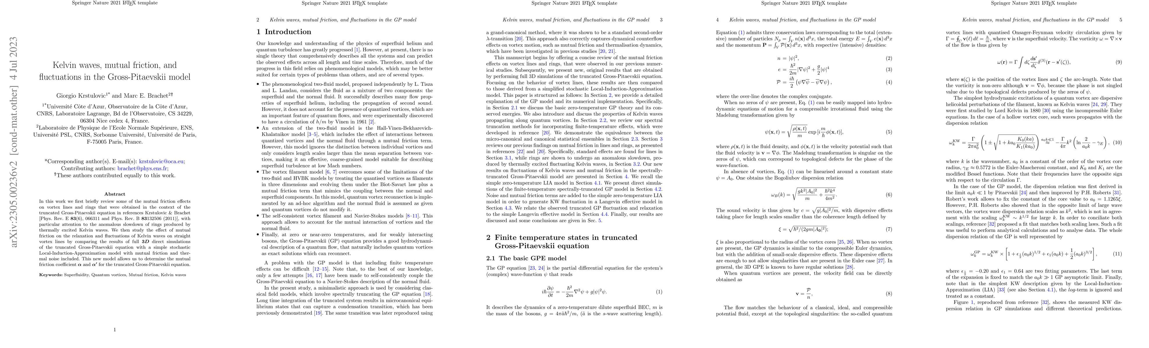 Thumbnail for Kelvin waves, mutual friction, and fluctuations in the Gross-Pitaevskii
  model