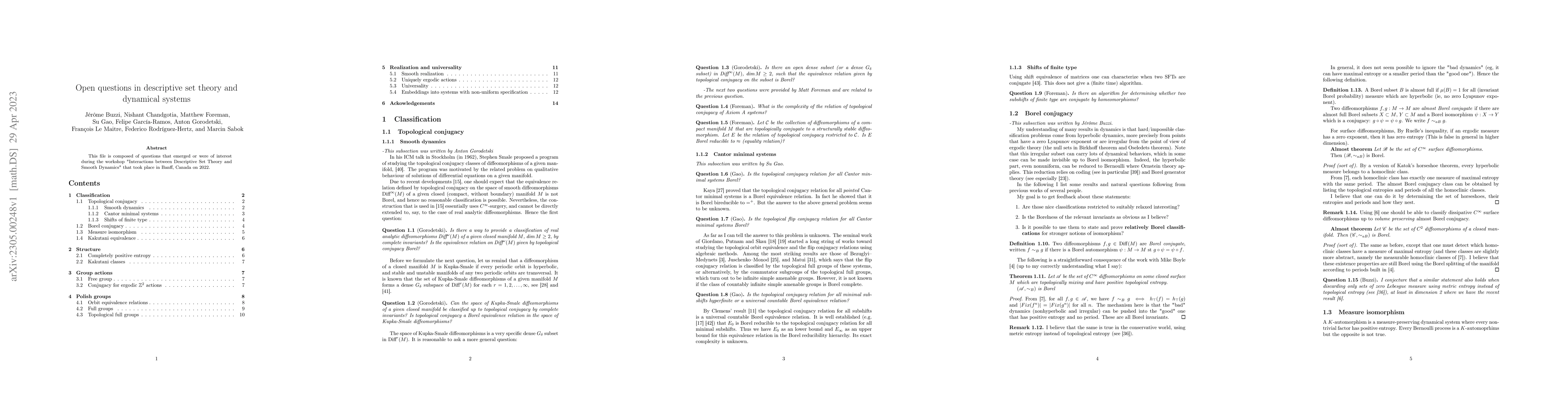 Thumbnail for Open questions in descriptive set theory and dynamical systems