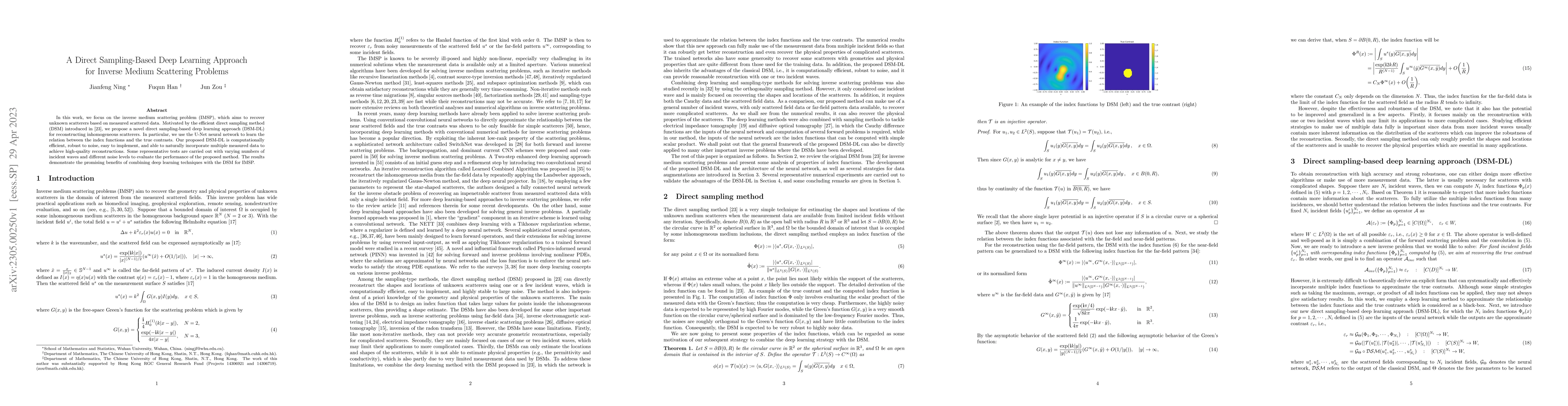 Thumbnail for A Direct Sampling-Based Deep Learning Approach for Inverse Medium
  Scattering Problems