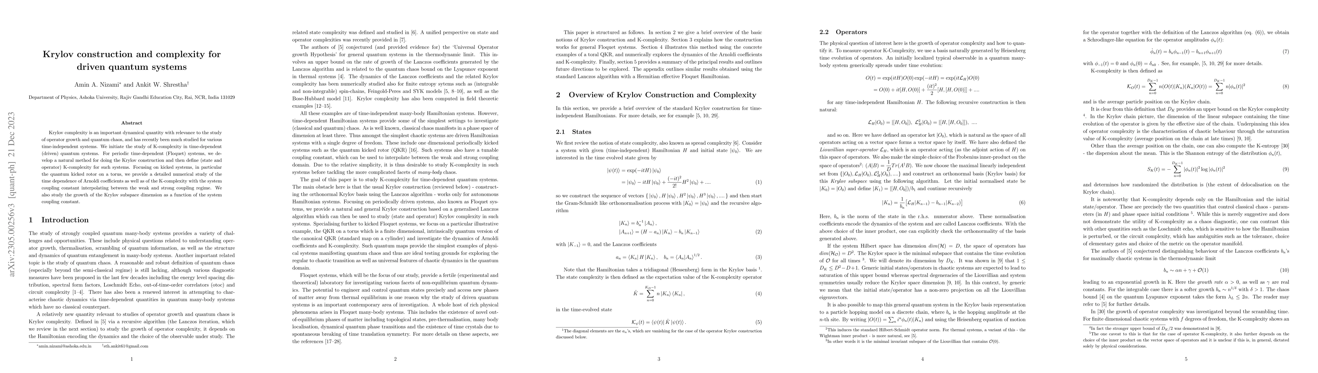 Thumbnail for Krylov construction and complexity for driven quantum systems