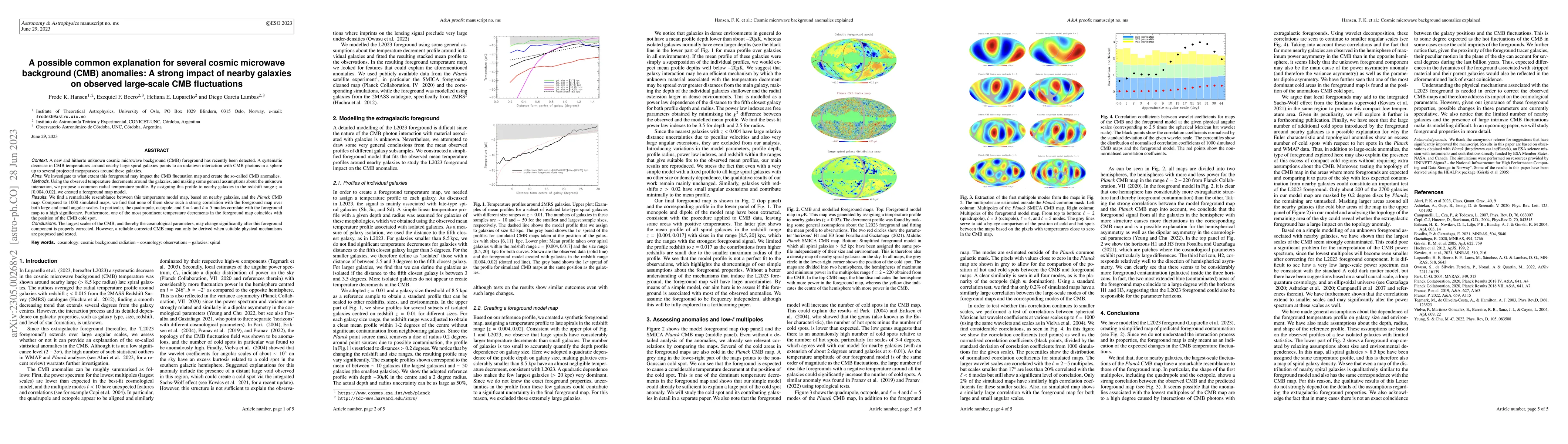 Thumbnail for A possible common explanation for several cosmic microwave background
  (CMB) anomalies: A strong impact of nearby galaxies on observed large-scale
  CMB fluctuations