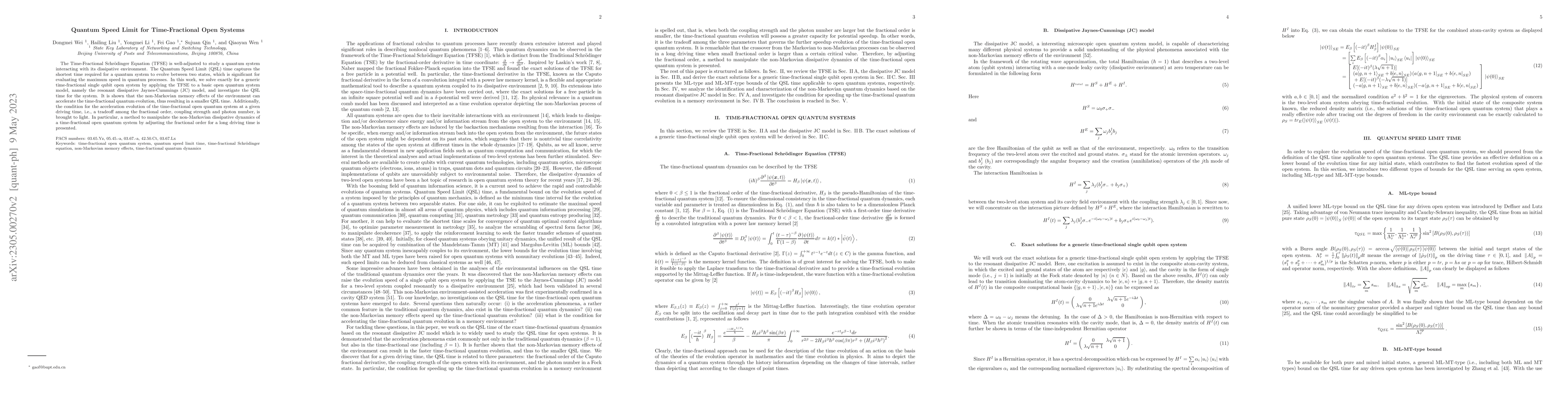 Thumbnail for Quantum Speed Limit for Time-Fractional Open Systems