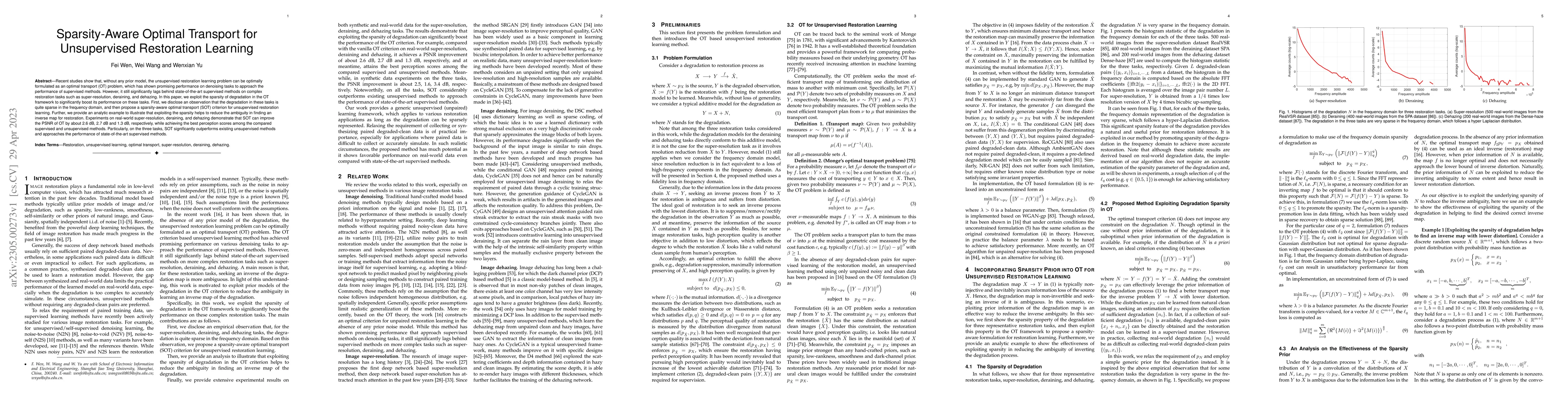 Thumbnail for Sparsity-Aware Optimal Transport for Unsupervised Restoration Learning