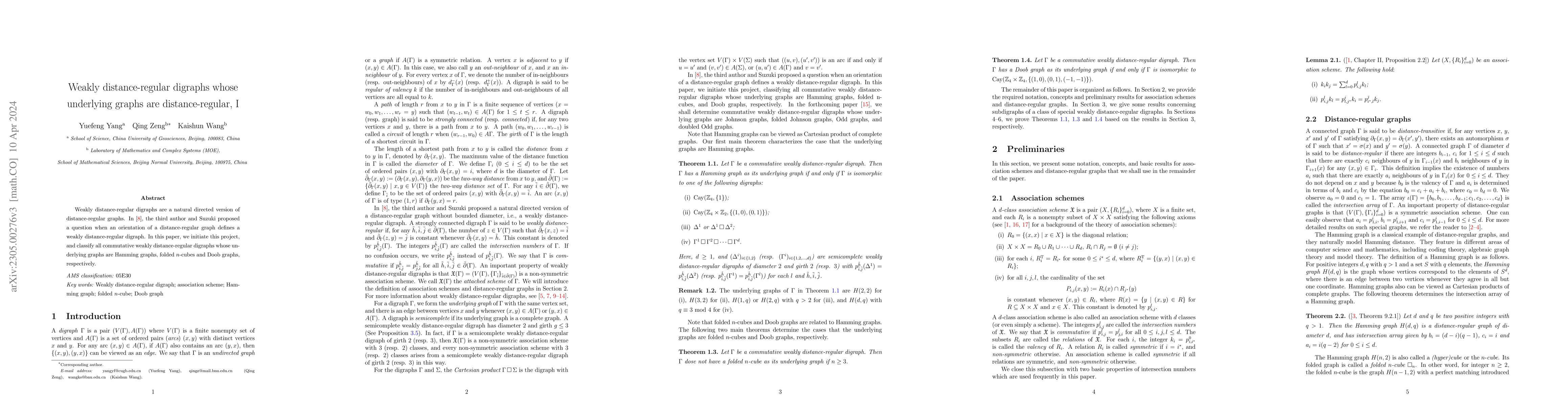 Thumbnail for Weakly distance-regular digraphs whose underlying graphs are
  distance-regular, I