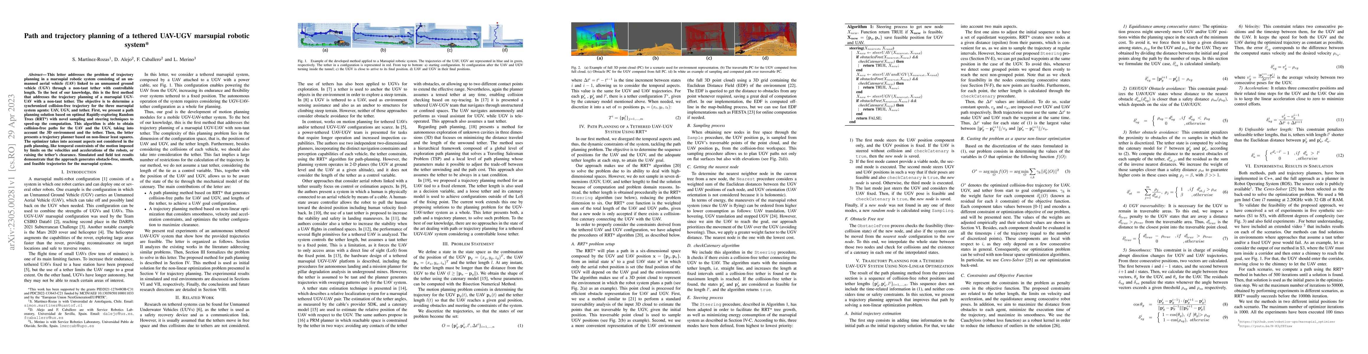 Thumbnail for Path and trajectory planning of a tethered UAV-UGV marsupial robotic
  system
