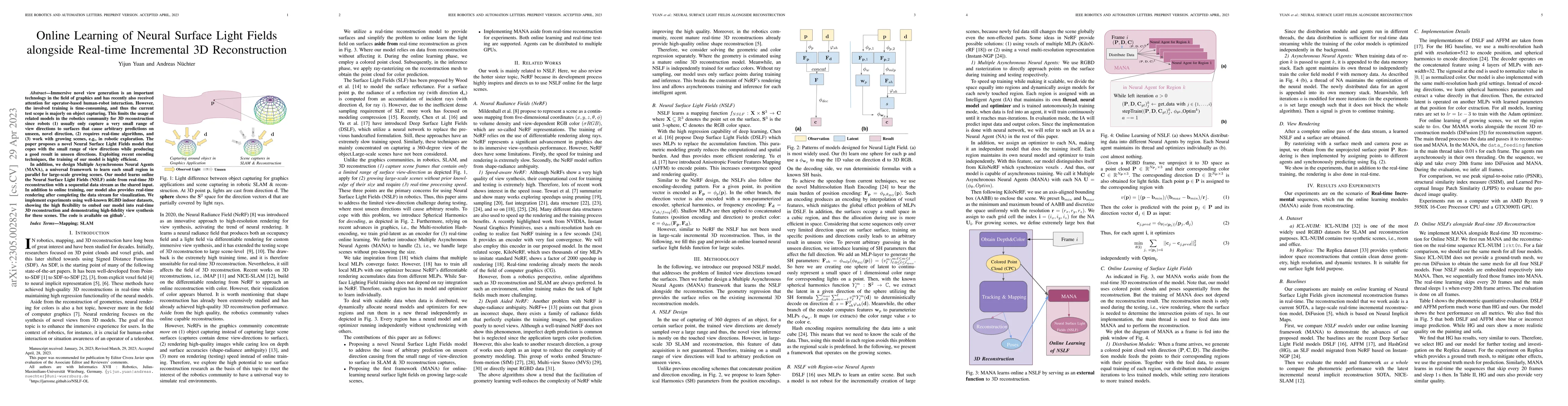 Thumbnail for NSLF-OL: Online Learning of Neural Surface Light Fields alongside
  Real-time Incremental 3D Reconstruction