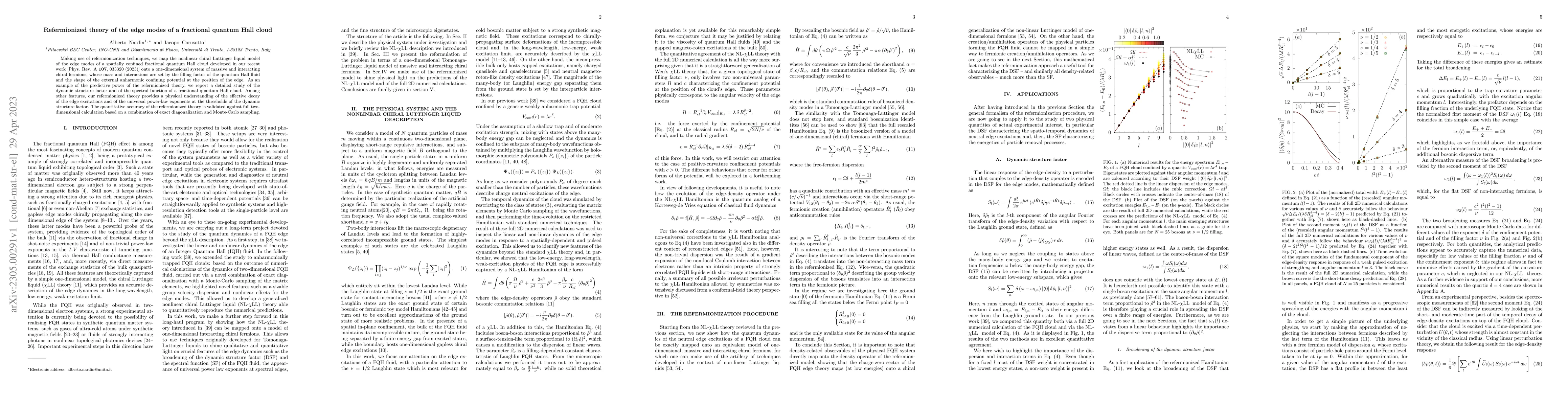 Thumbnail for Refermionized theory of the edge modes of a fractional quantum Hall
  cloud