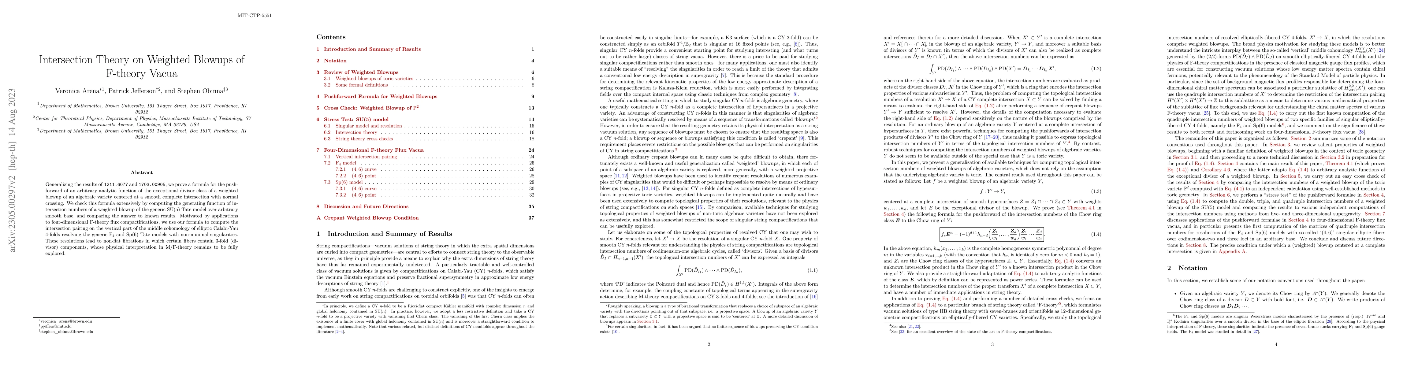 Thumbnail for Intersection Theory on Weighted Blowups of F-theory Vacua