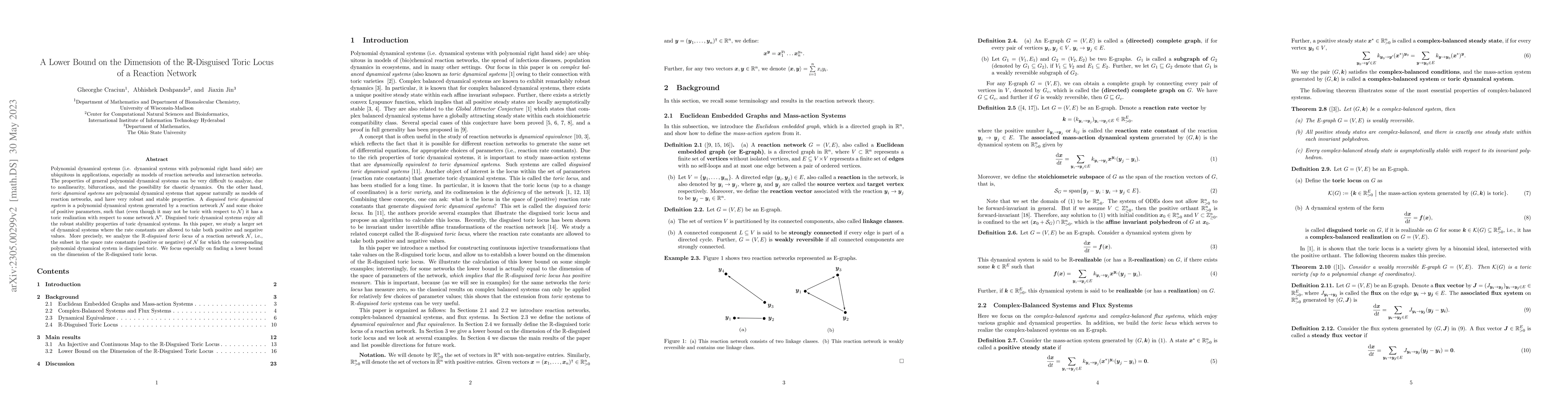 Thumbnail for A Lower Bound on the Dimension of the $\mathbb{R}$-Disguised Toric Locus
  of a Reaction Network