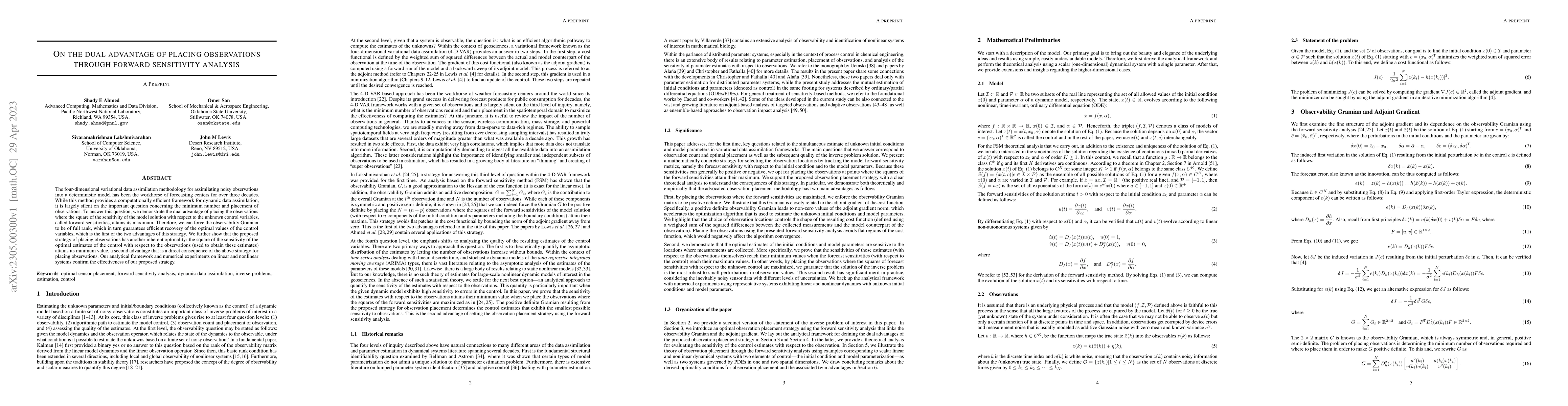 Thumbnail for On the dual advantage of placing observations through forward
  sensitivity analysis