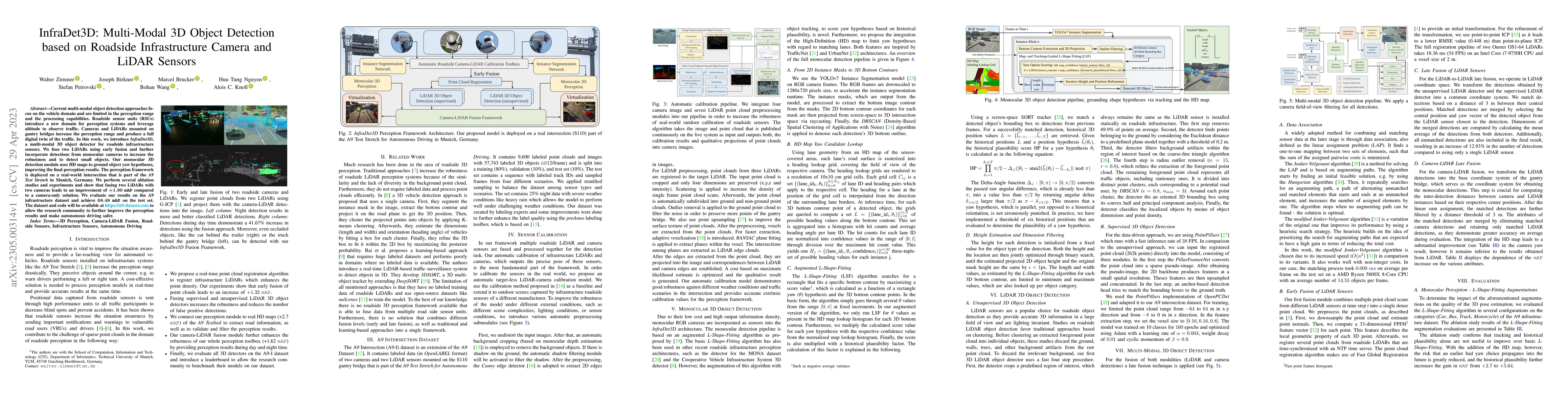 Thumbnail for InfraDet3D: Multi-Modal 3D Object Detection based on Roadside
  Infrastructure Camera and LiDAR Sensors