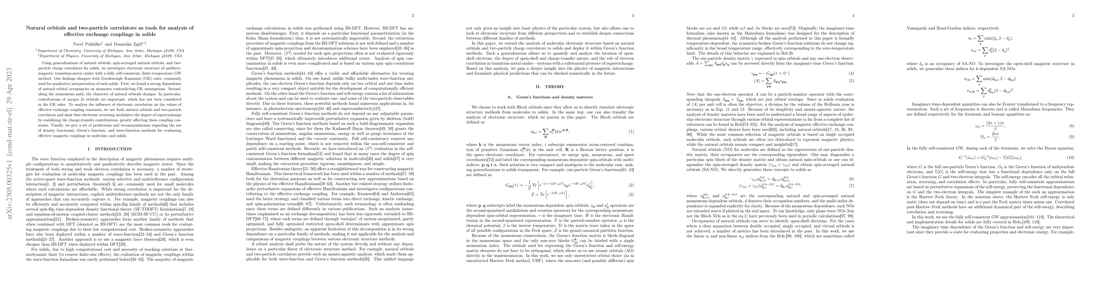 Thumbnail for Natural orbitals and two-particle correlators as tools for analysis of
  effective exchange couplings in solids