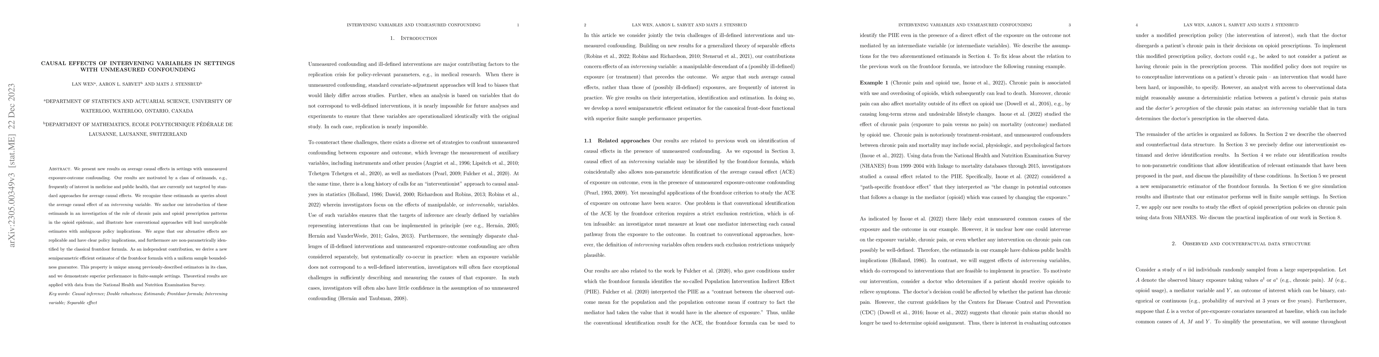 Thumbnail for Causal effects of intervening variables in settings with unmeasured
  confounding
