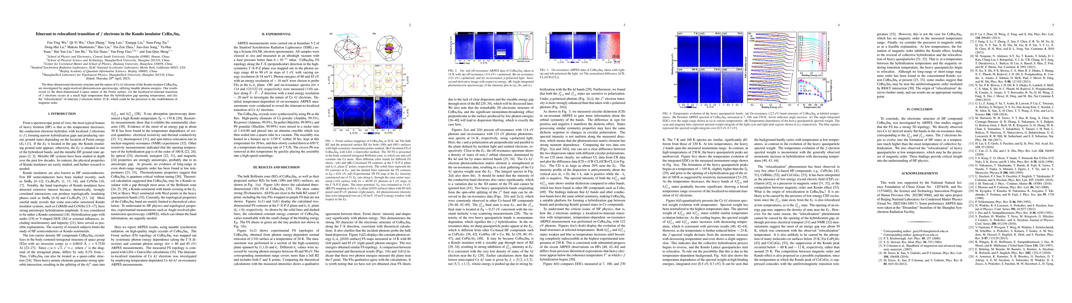 Thumbnail for Itinerant to relocalized transition of f electrons in the Kondo
  insulator CeRu4Sn6