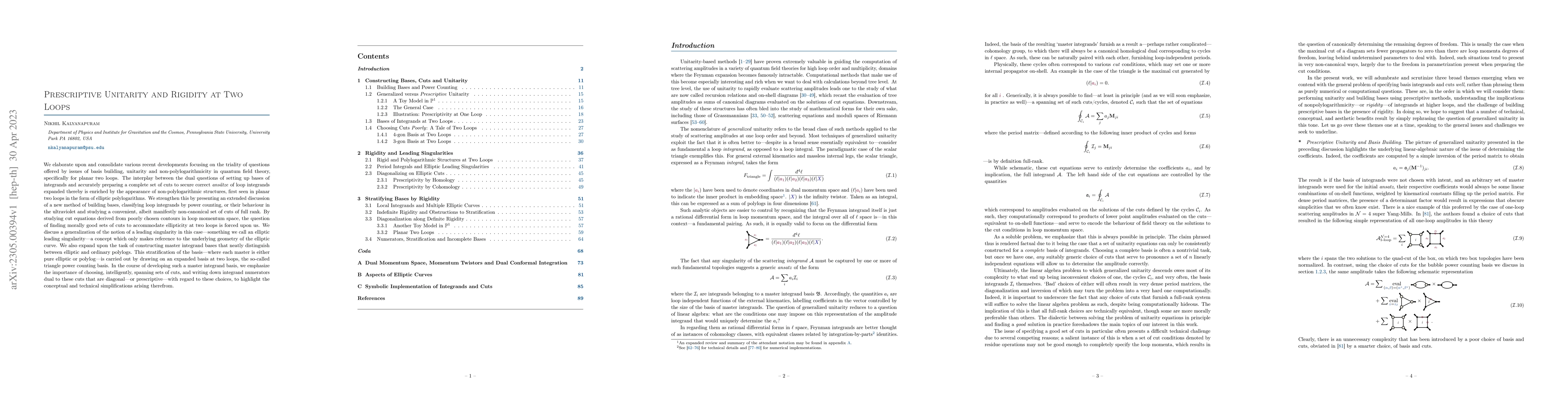 Thumbnail for Prescriptive Unitarity and Rigidity at Two Loops