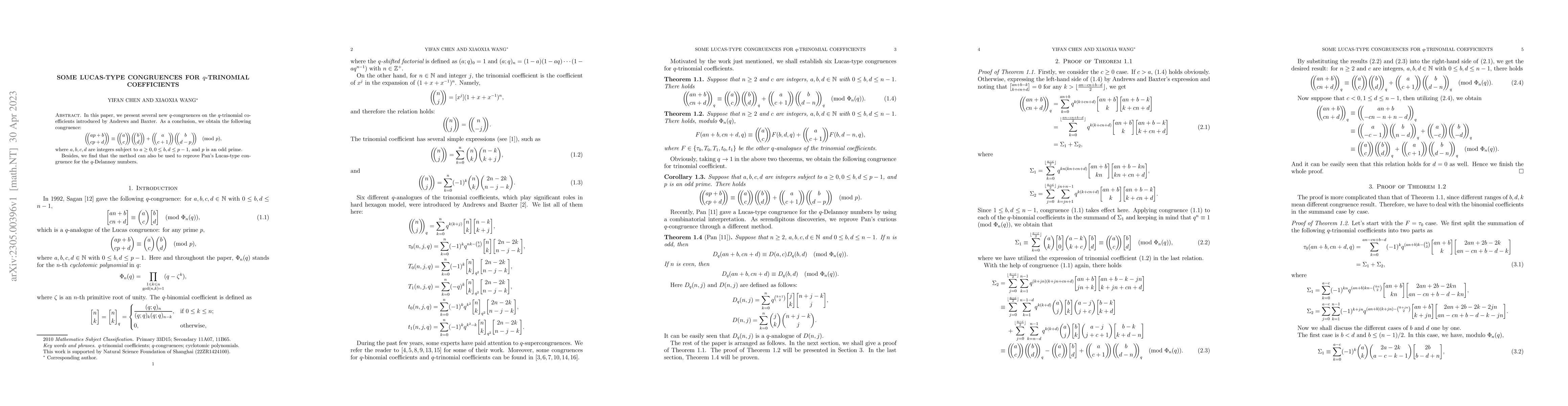 Thumbnail for Some Lucas-type congruences for q-trinomial coefficients