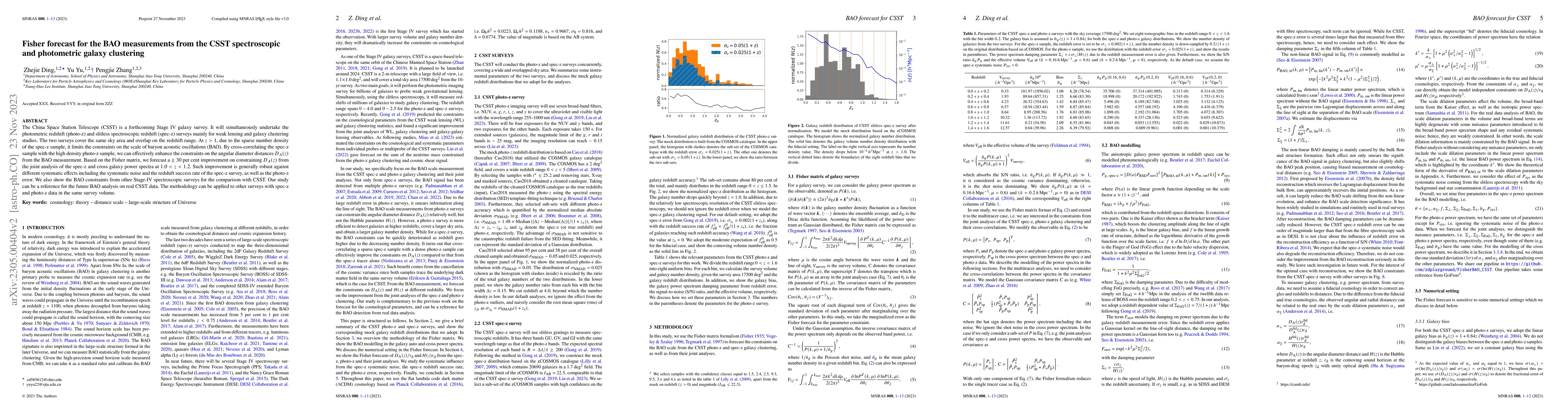 Thumbnail for Fisher forecast for the BAO measurements from the CSST spectroscopic and
  photometric galaxy clustering