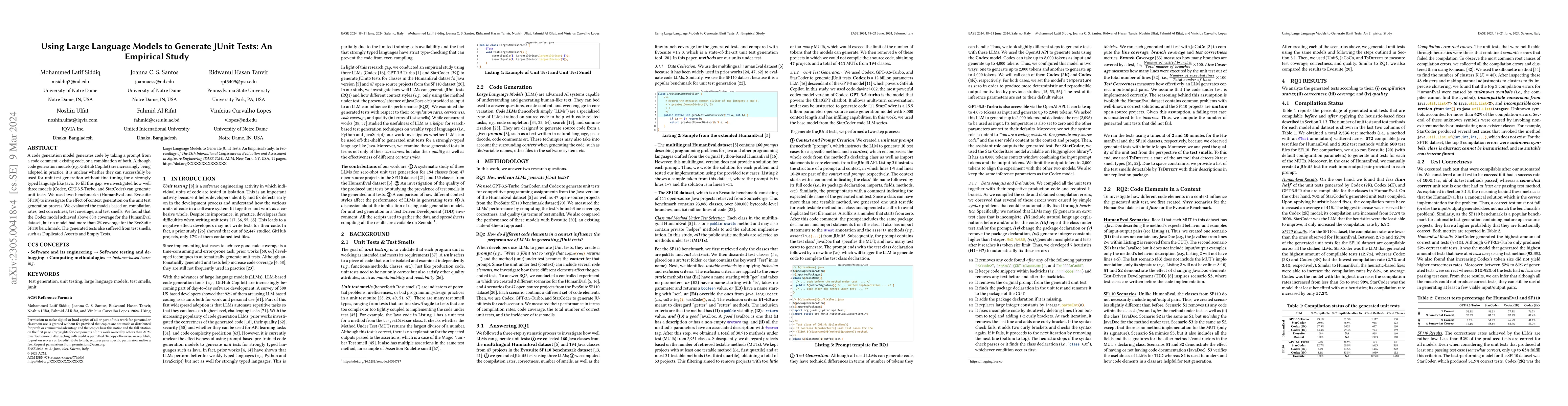 Thumbnail for Using Large Language Models to Generate JUnit Tests: An Empirical Study