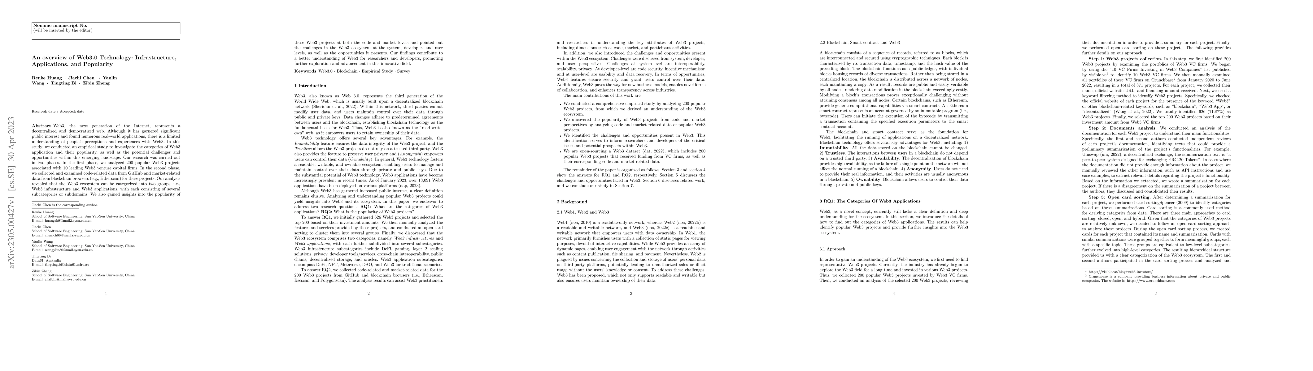 Thumbnail for An overview of Web3.0 Technology: Infrastructure, Applications, and
  Popularity