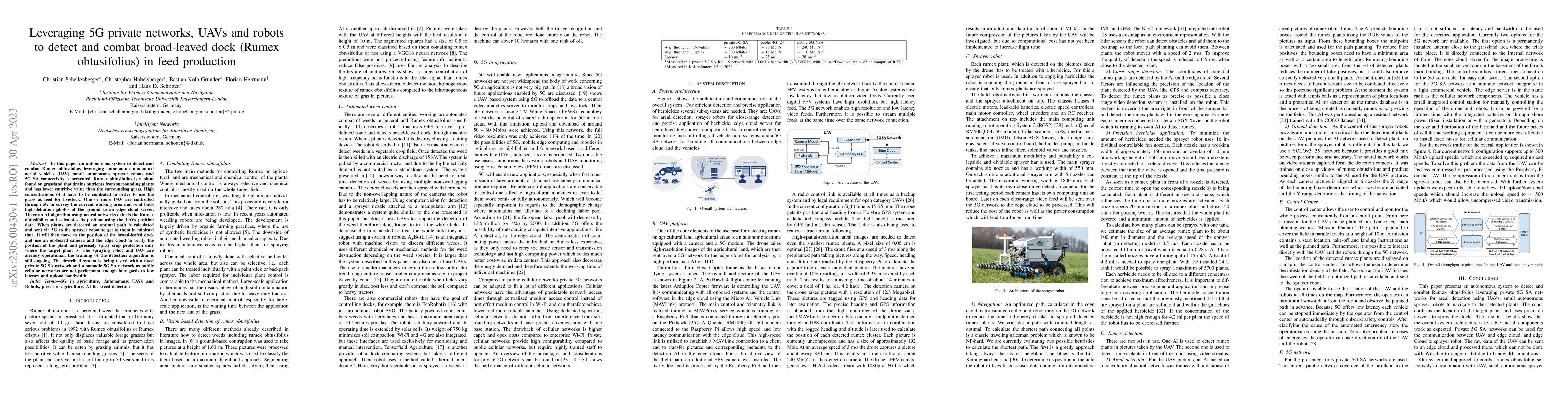 Thumbnail for Leveraging 5G private networks, UAVs and robots to detect and combat
  broad-leaved dock (Rumex obtusifolius) in feed production