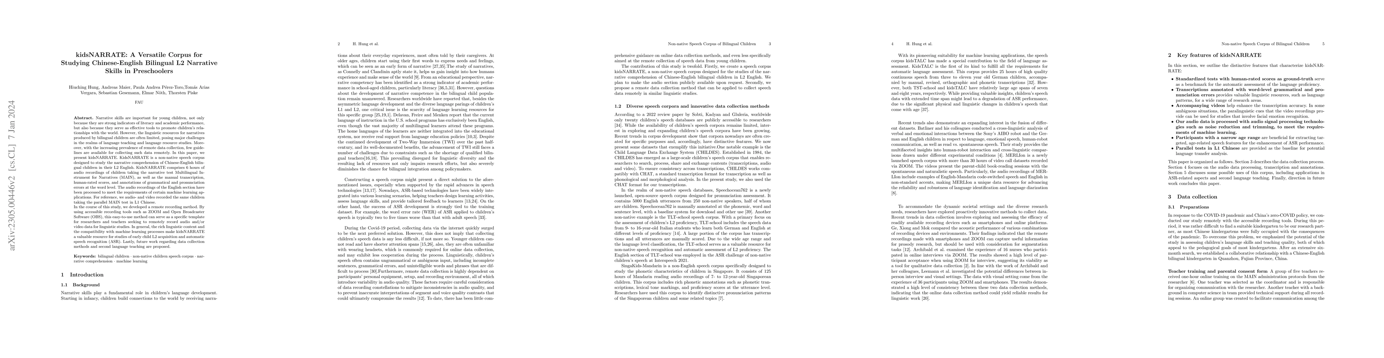Thumbnail for Building a Non-native Speech Corpus Featuring Chinese-English Bilingual
  Children: Compilation and Rationale