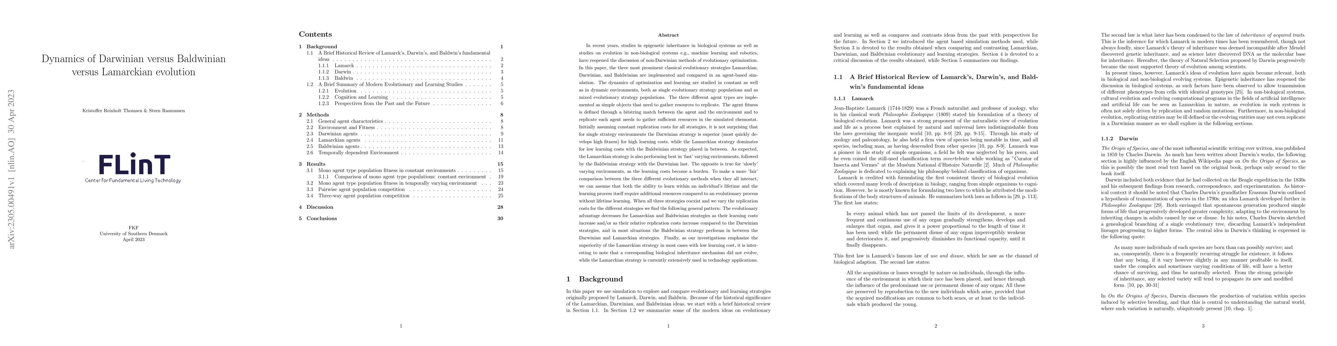 Thumbnail for Dynamics of Darwinian versus Baldwinian versus Lamarckian evolution