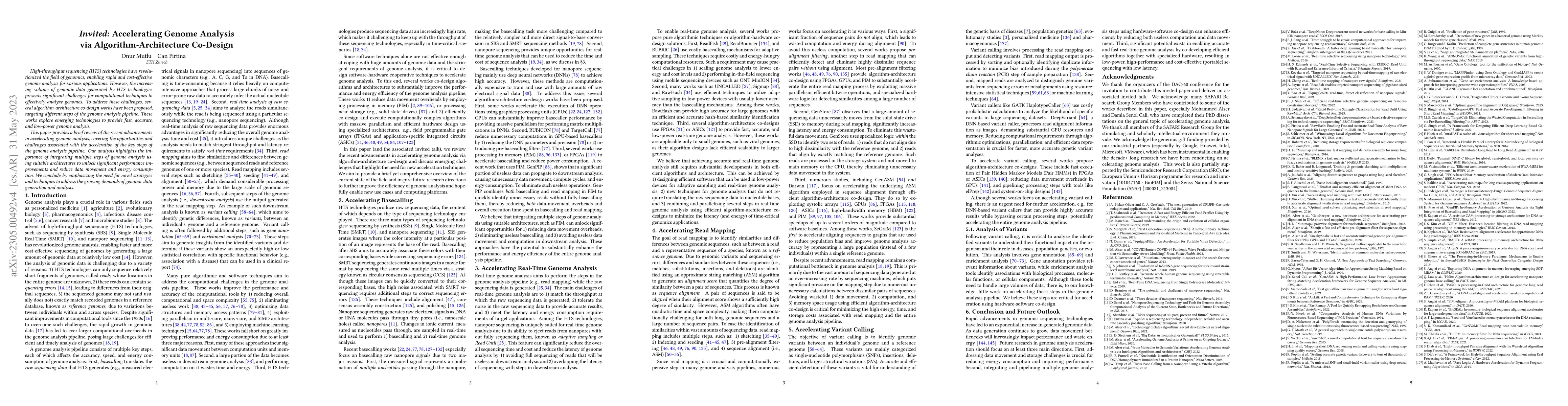 Thumbnail for Accelerating Genome Analysis via Algorithm-Architecture Co-Design