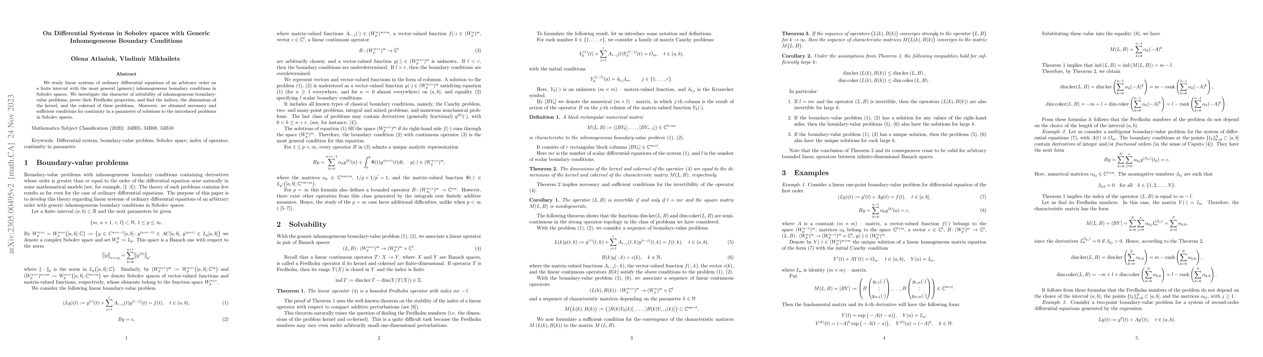 Thumbnail for On Differential Systems in Sobolev spaces with Generic Inhomogeneous
  Boundary Conditions