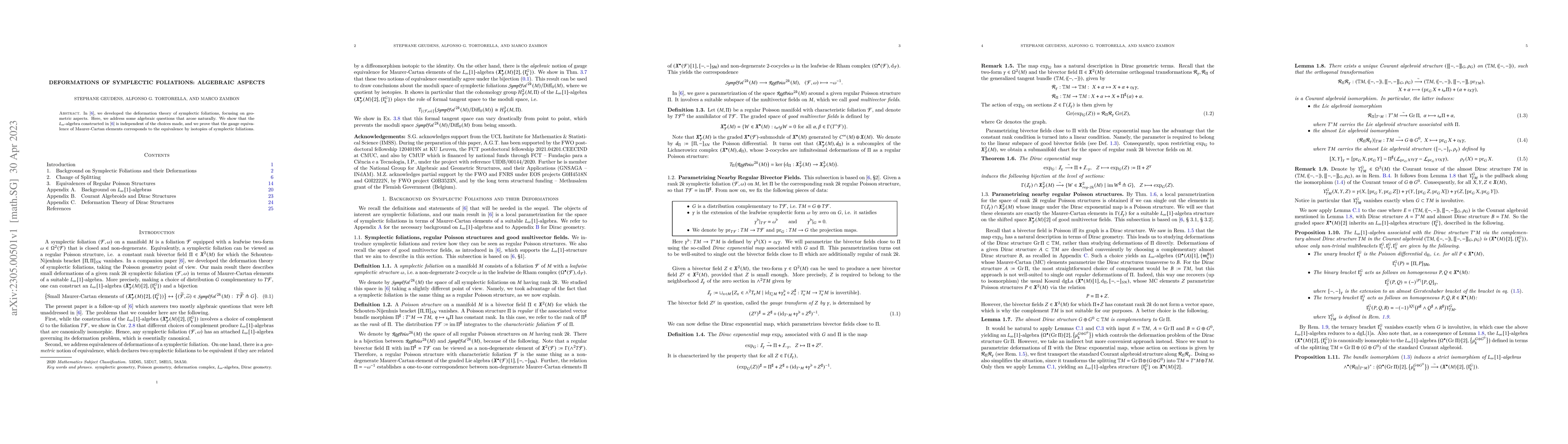 Thumbnail for Deformations of Symplectic Foliations: algebraic aspects