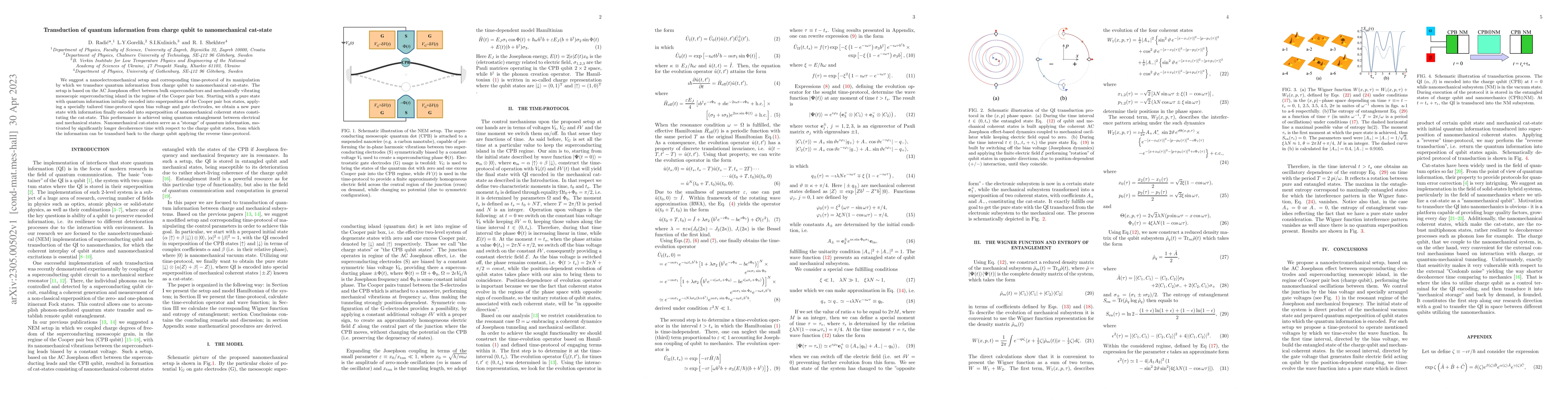 Thumbnail for Transduction of quantum information from charge qubit to nanomechanical
  cat-state
