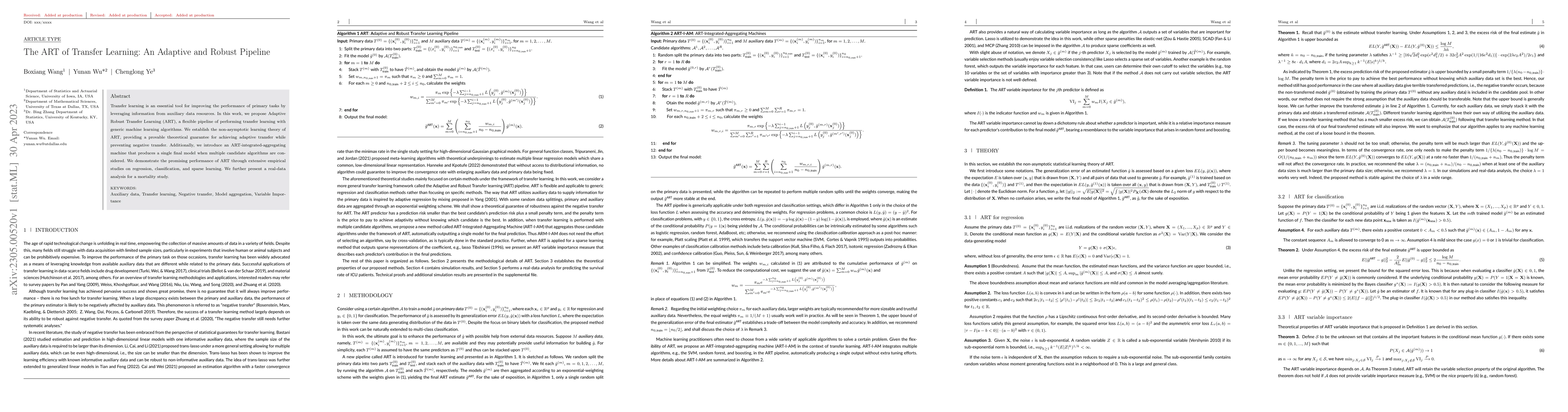 Thumbnail for The ART of Transfer Learning: An Adaptive and Robust Pipeline