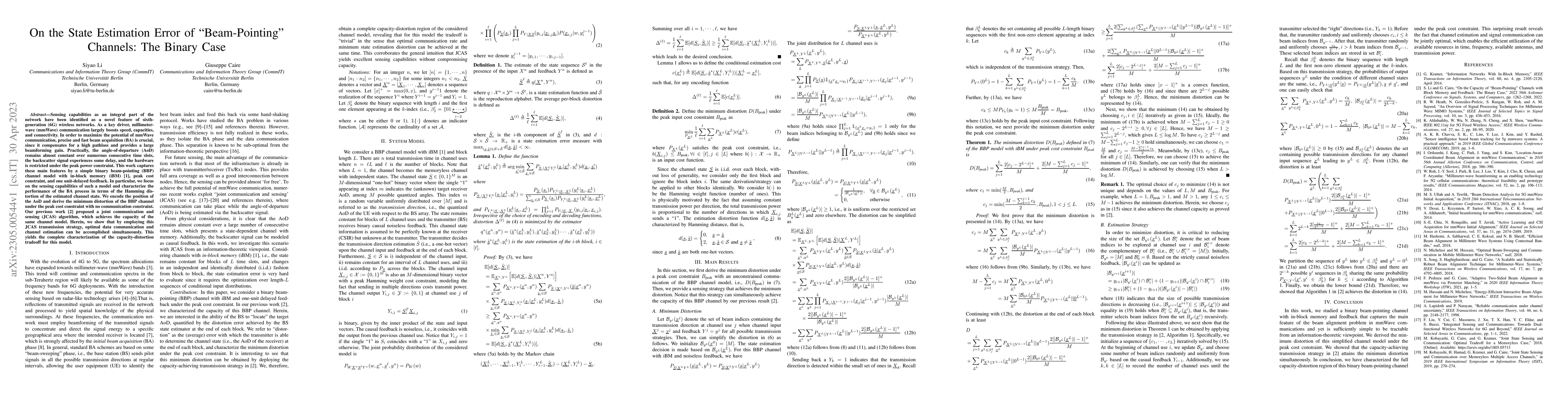 Thumbnail for On the State Estimation Error of "Beam-Pointing'' Channels: The Binary
  Case