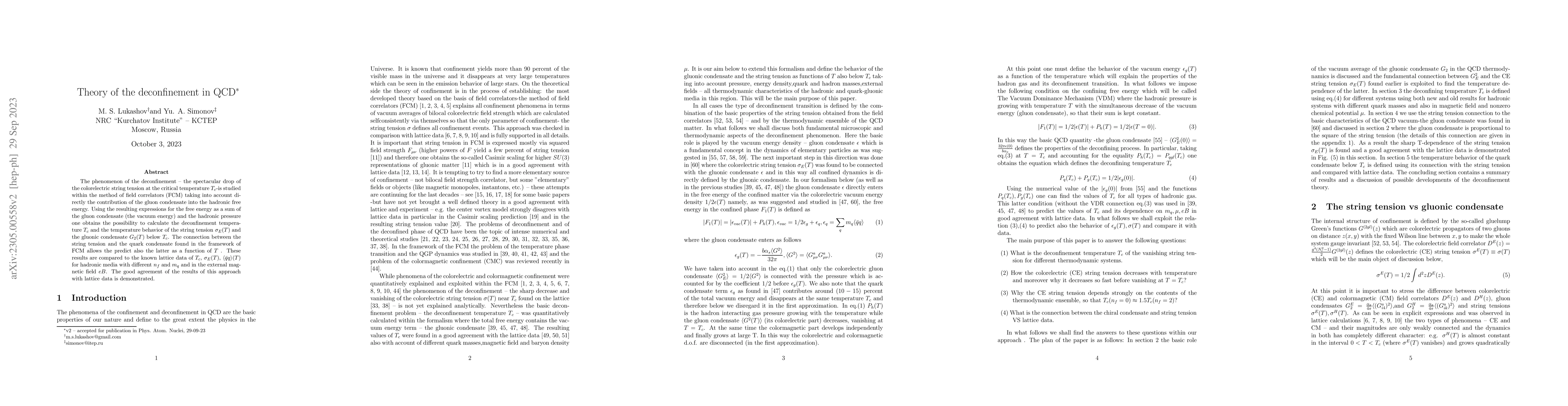Thumbnail for Theory of the deconfinement process in QCD