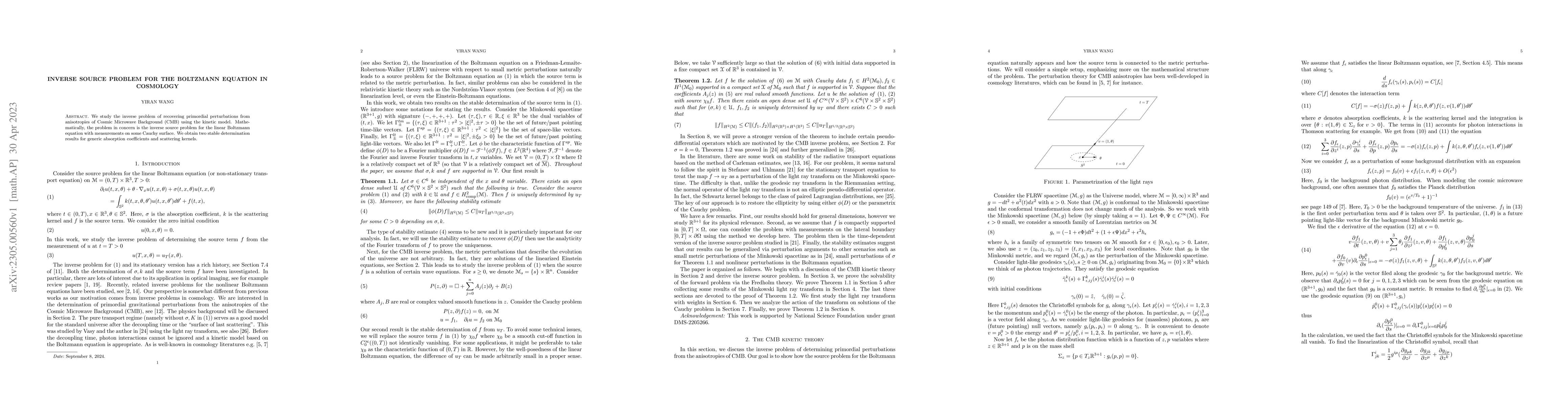 Thumbnail for Inverse source problem for the Boltzmann equation in cosmology