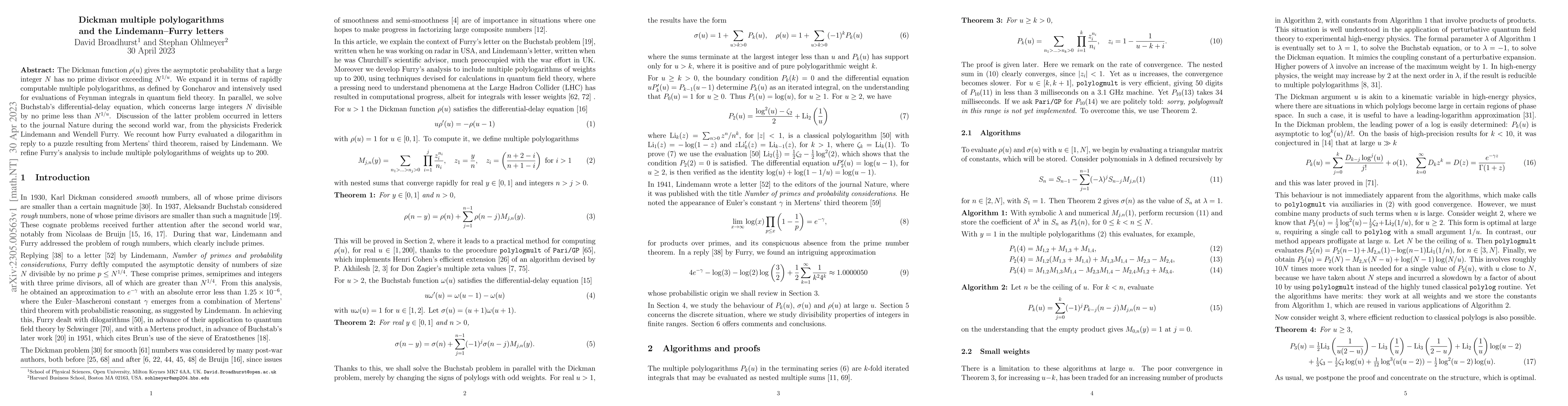 Thumbnail for Dickman multiple polylogarithms and the Lindemann-Furry letters