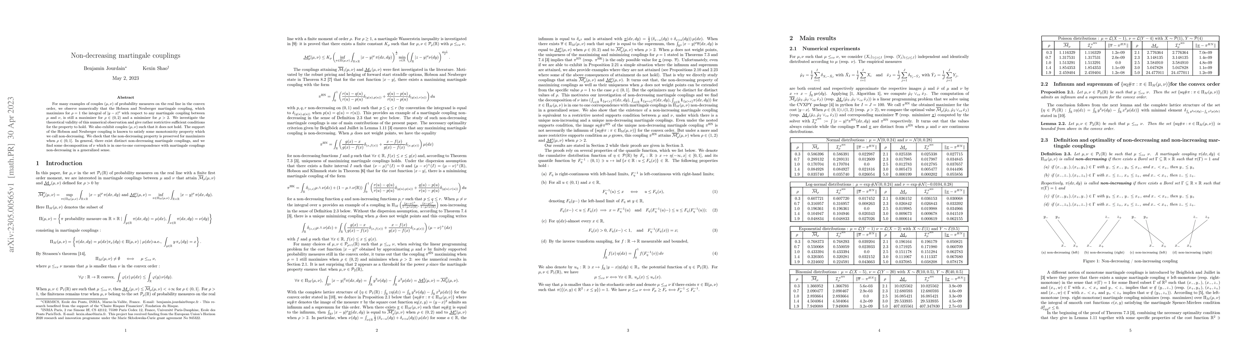Thumbnail for Non-decreasing martingale couplings