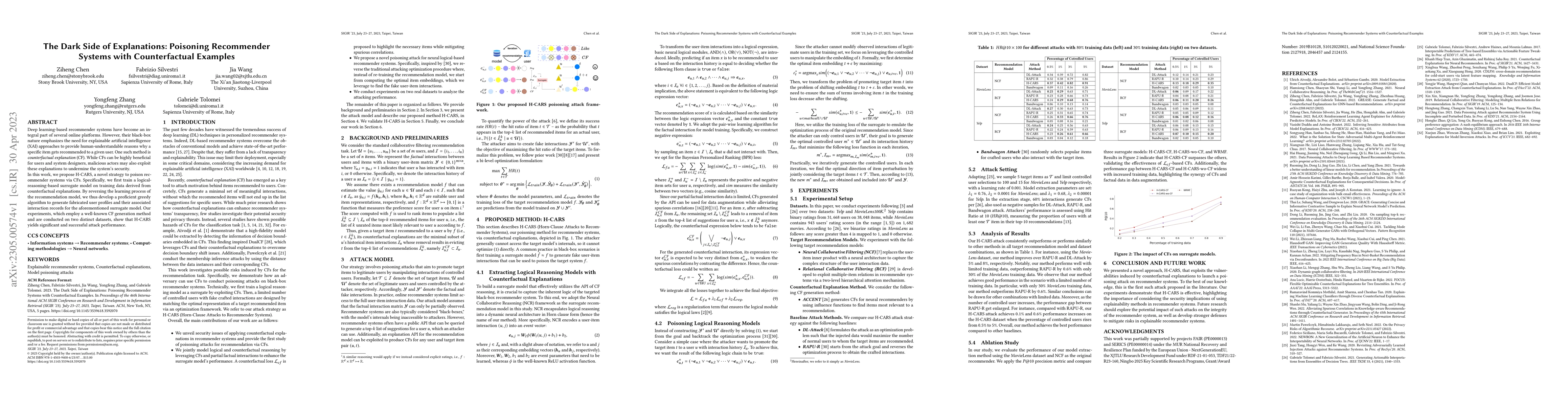 Thumbnail for The Dark Side of Explanations: Poisoning Recommender Systems with
  Counterfactual Examples