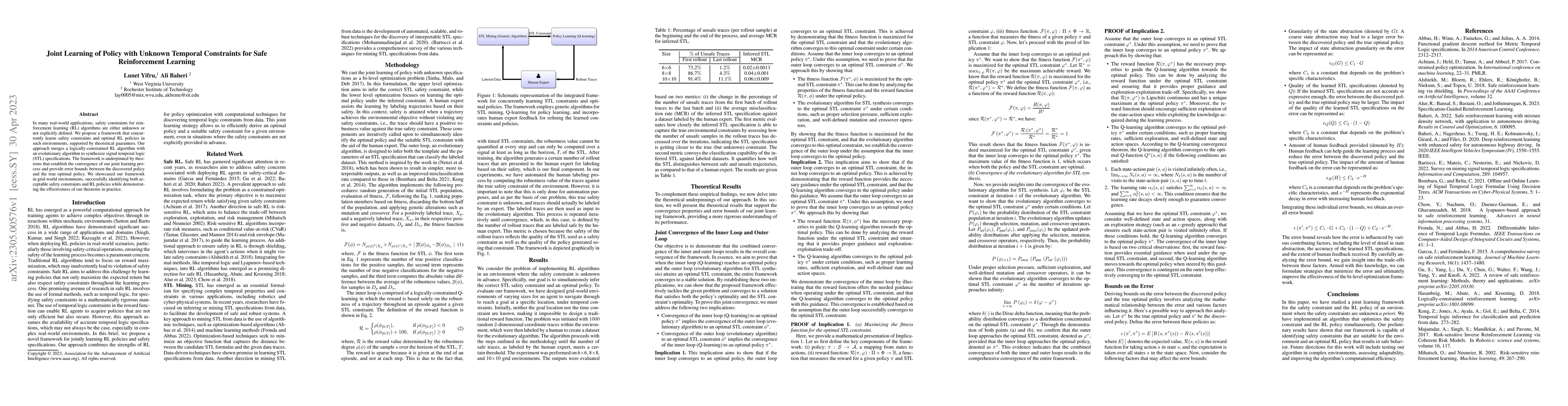Thumbnail for Joint Learning of Policy with Unknown Temporal Constraints for Safe
  Reinforcement Learning