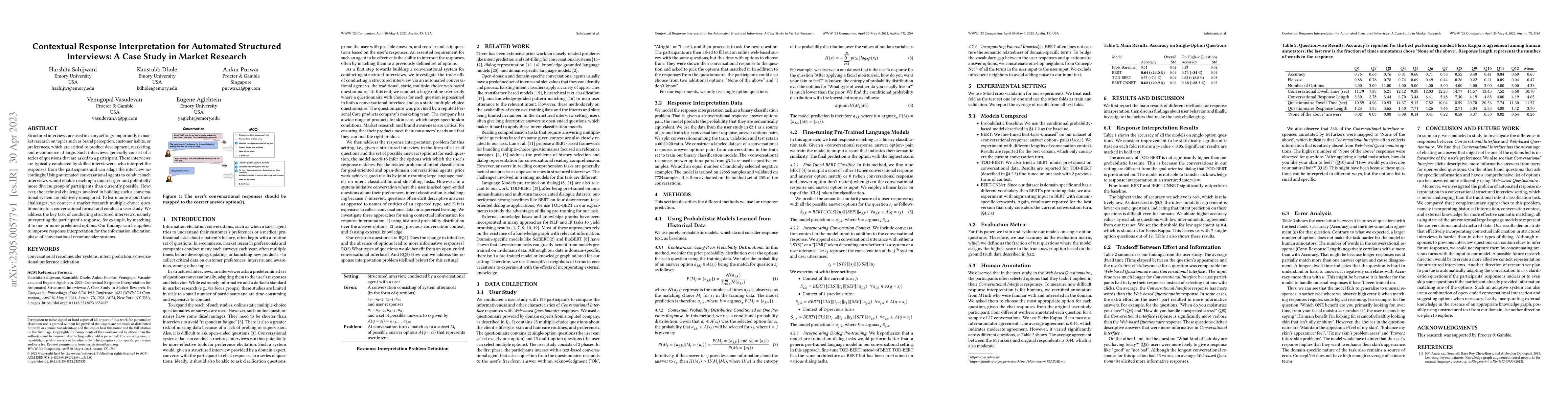 Thumbnail for Contextual Response Interpretation for Automated Structured Interviews:
  A Case Study in Market Research