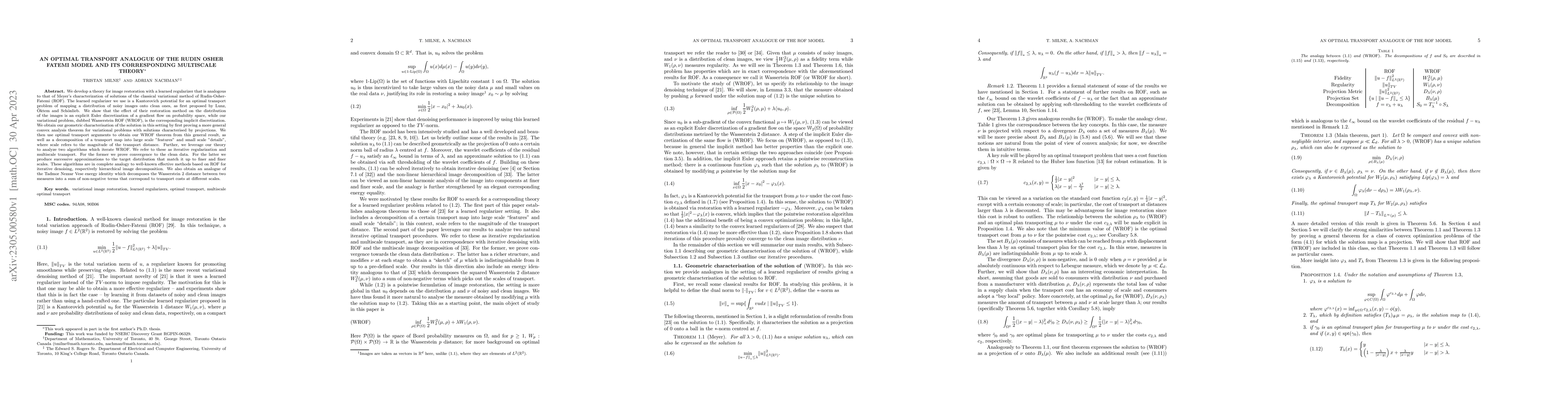 Thumbnail for An optimal transport analogue of the Rudin Osher Fatemi model and its
  corresponding multiscale theory