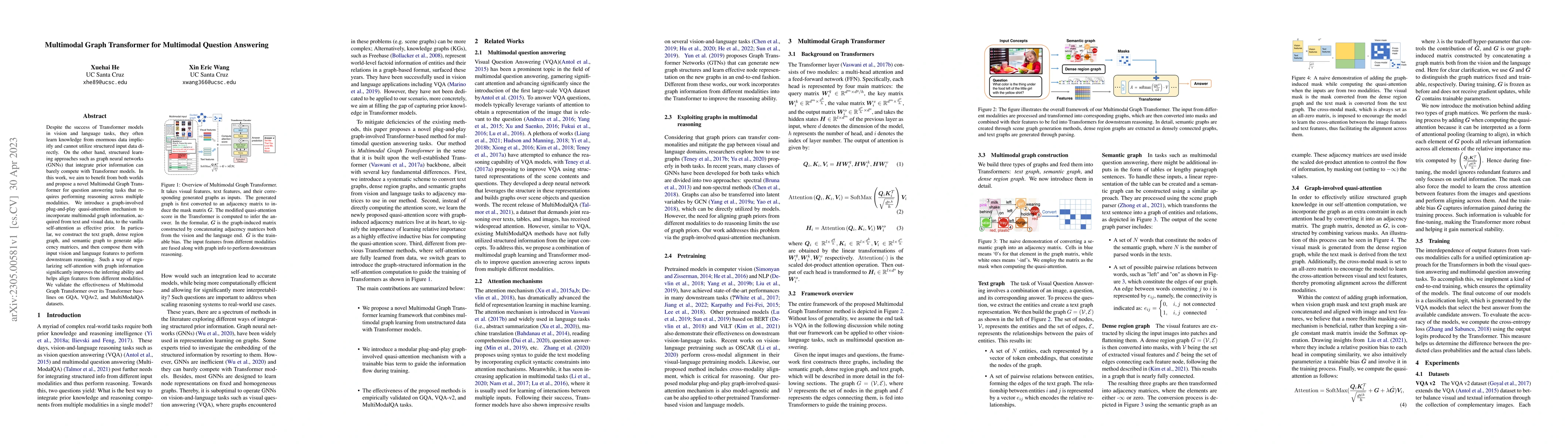 Thumbnail for Multimodal Graph Transformer for Multimodal Question Answering