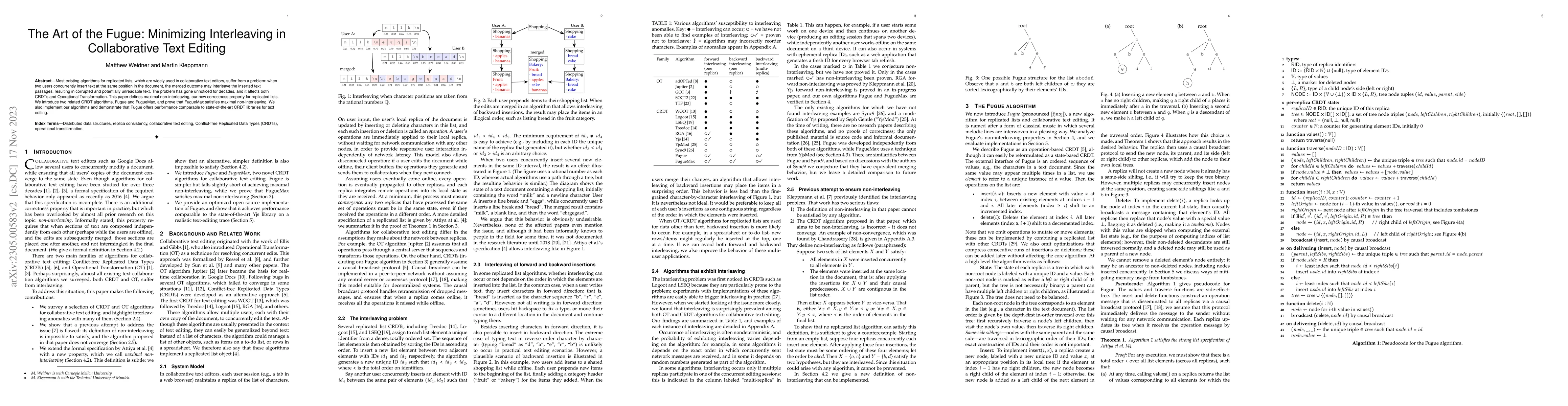 Thumbnail for The Art of the Fugue: Minimizing Interleaving in Collaborative Text
  Editing