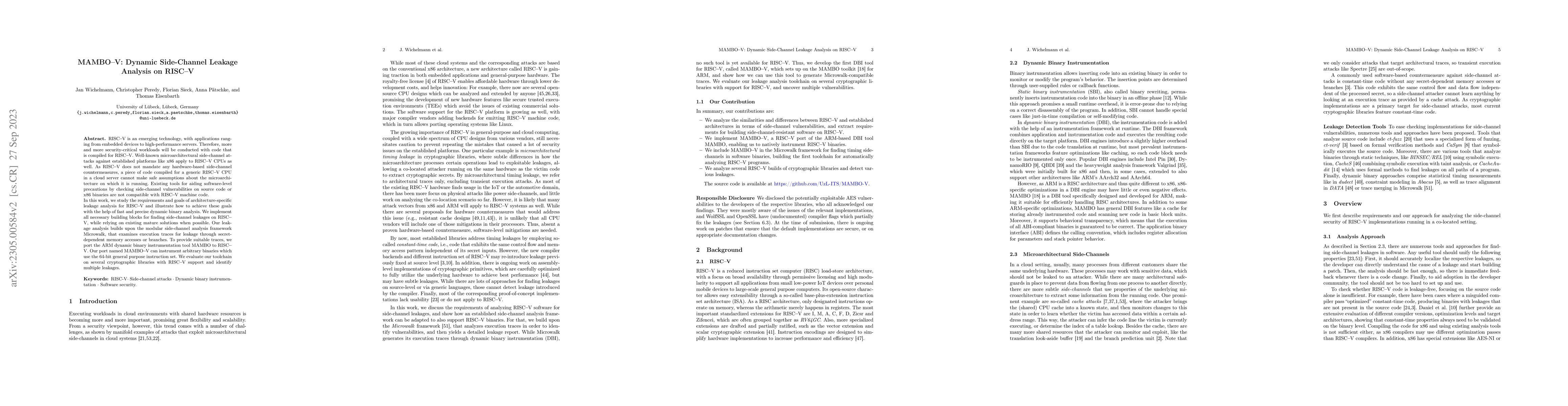 Thumbnail for MAMBO-V: Dynamic Side-Channel Leakage Analysis on RISC-V